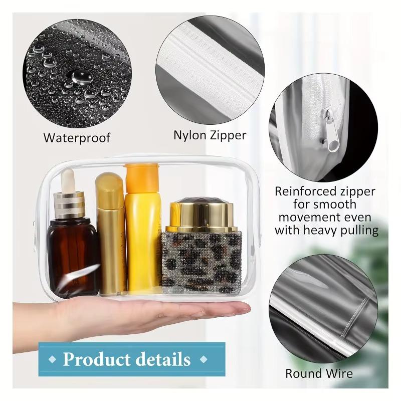 10pcs Clear PVC Makeup Bags with Zipper Transparent Cosmetic Organizer Stackable Travel Toiletry Case Makeup Pouch Cosmetic Bags