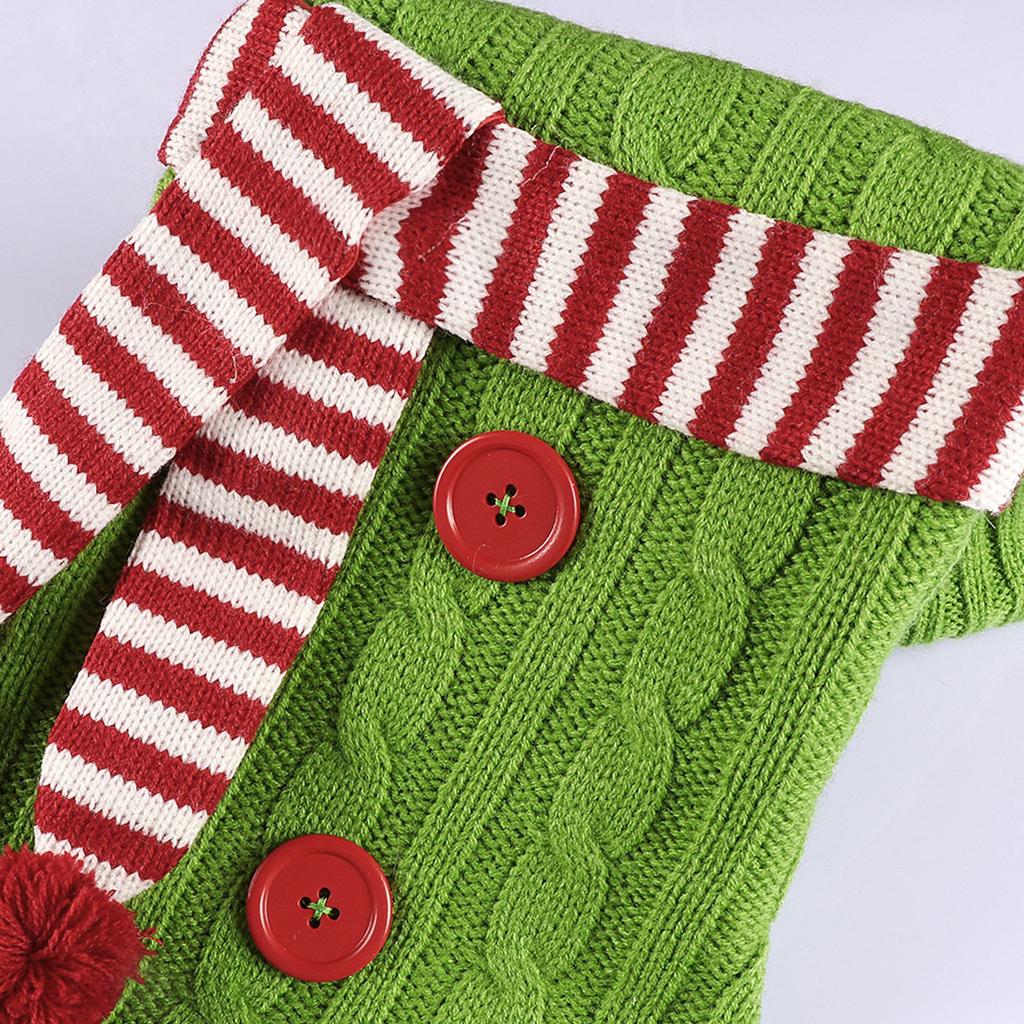 Christmas Knitted Scarf Socks Gift Bag Large Socks Decoration Gift Bag Christmas Tree Pendant Holiday Decoration Socks Gift Bag, 1pc
