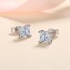 Tezzc D Princess Cut Moissanite Earring 925 Sliver Plated with White Gold Earrings for Women Fine Jewelry Gift
