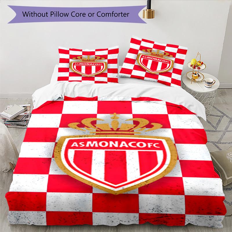 Monaco Football club Printed Pattern Duvet Cover Set – includes 1 duvet cover and 2 matching pillowcases Bedroom decor Christmas gifts