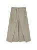 Mattengkim A Line Pleats Belted Skirt In Light Khaki
