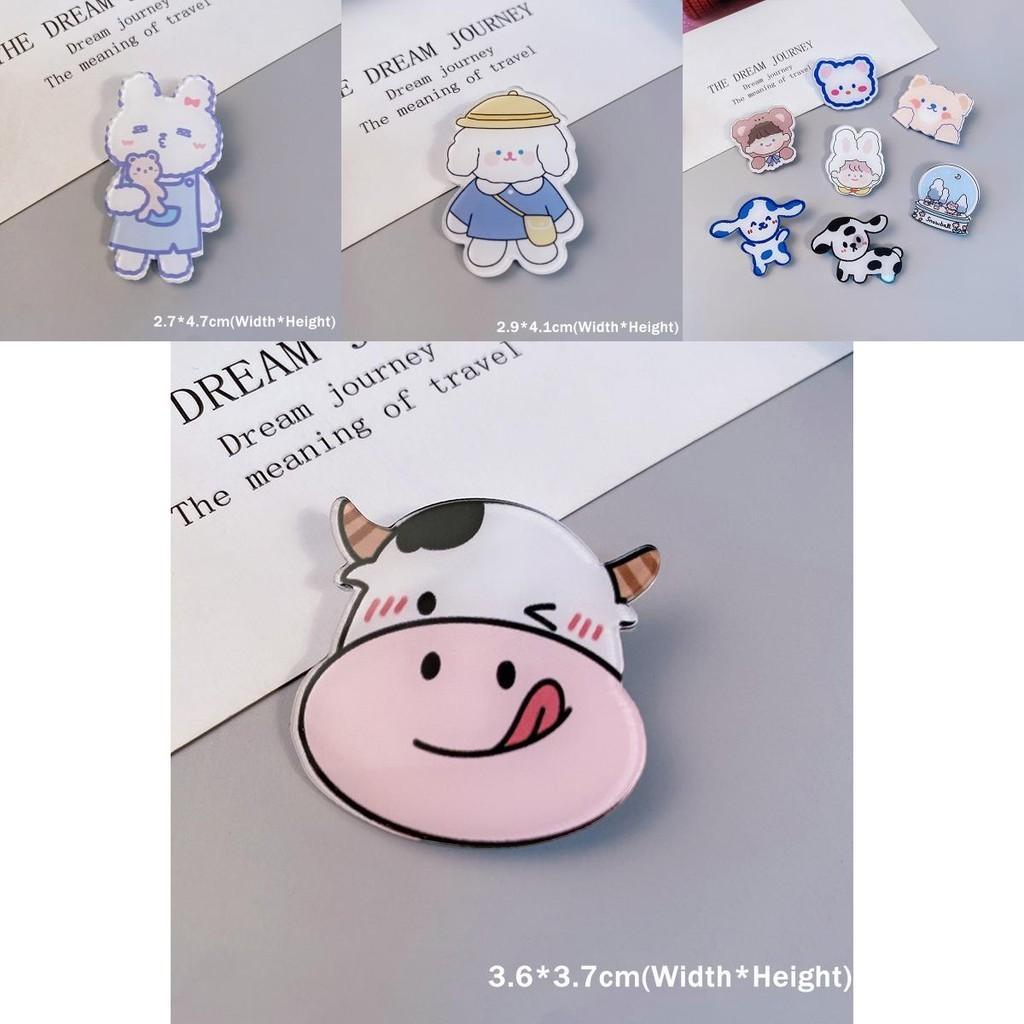 Sırt Çantası ve El Çantası Dekorasyonu İçin Sevimli Karikatür Köpek Tavşan İnek Broşları