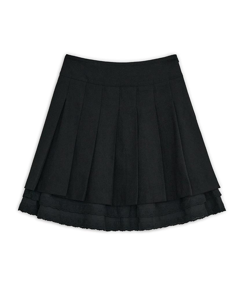 Hug Your Skin Slit Pleated Midi Skirt (Black)