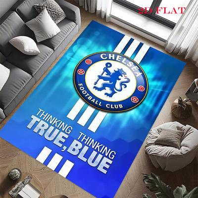 Alfombra con logo del Chelsea FC para Sala de Estar, Dormitorio, Decoración de Sofá del Hogar, Alfombrilla Antideslizante para Jugar Niños