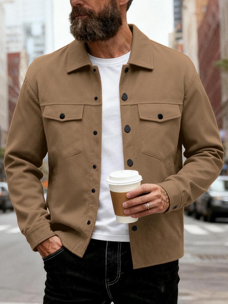 2025 Herbst/Winter Schlank geschnittene Herren-Reversjacke - Einreihig, Einfarbig, Doppeltasche, Lässiger Europäischer/Amerikanischer Stil