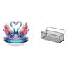 Acrylic Swan Sculpture Tabletop Centerpiece And Metal Wire Wall Organizer Basket for Bathroom Room