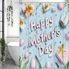 Happy Mother's Day Tulip Gift Blue Shower Curtain, Bathroom Decorative Shower Curtain, Waterproof Shower Curtain with Hooks