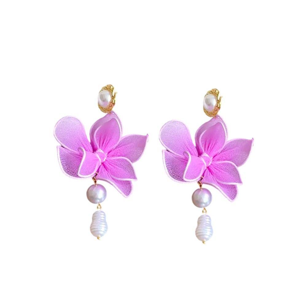Sweet Mesh Flower Dangle Earrings Exaggerated Petals Stud Earrings Exquisite Beach Earrings  Gifts