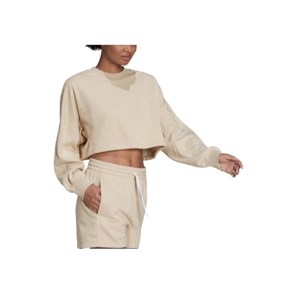 adidas Sportswear Women's Studio Lounge Summer Crew Sweatshirt Beige HE3095