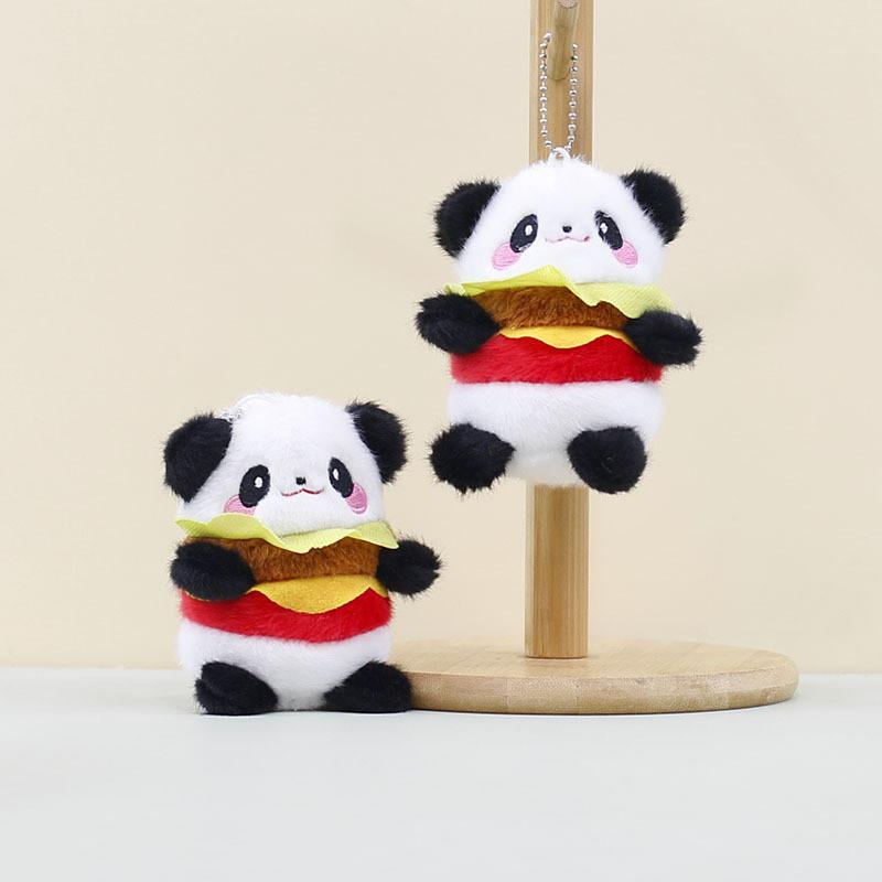 Panda Hamburger Plush Toy Keychain Stuffed Doll Pendant Bag Decoration Kids Gift