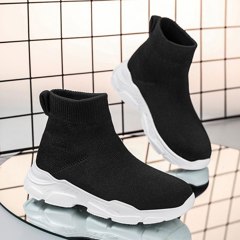 Kids Flyknit Slip-On Sneakers Breathable Mesh Lightweight Non-Slip Athletic Shoes Boys Girls US 9