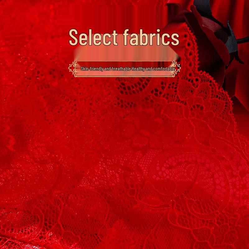 LangSha Women's Sexy Red Lace Briefs 4-Pack with Cotton Crotch