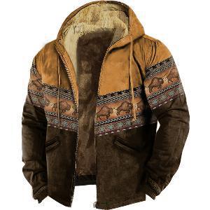 New Sweater Ethnic Denim 3D Printing Casual And Comfortable Hooded Zipper Sweater