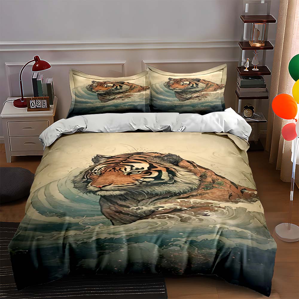 

Majestic tiger illustration. Bedding Duvet cover sets Duvet covers Pillowcases gifts (1 * Duvet Cover 2 * Pillowcases, without duvet insert) 135x200cm
