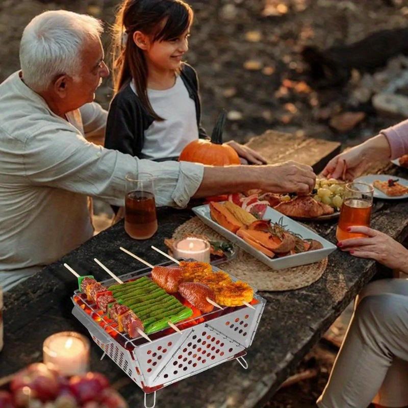 Portable Wood Stove Stainless Steel Mini Folding Barbecue Grill Portable Wood Stoves Burner Charcoal BBQ Grill Camping Accessory