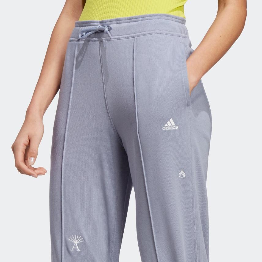 Adidas Knitted Sweatpants Women's Silver Gray Violet Moderate Cuffed Pants IC0808