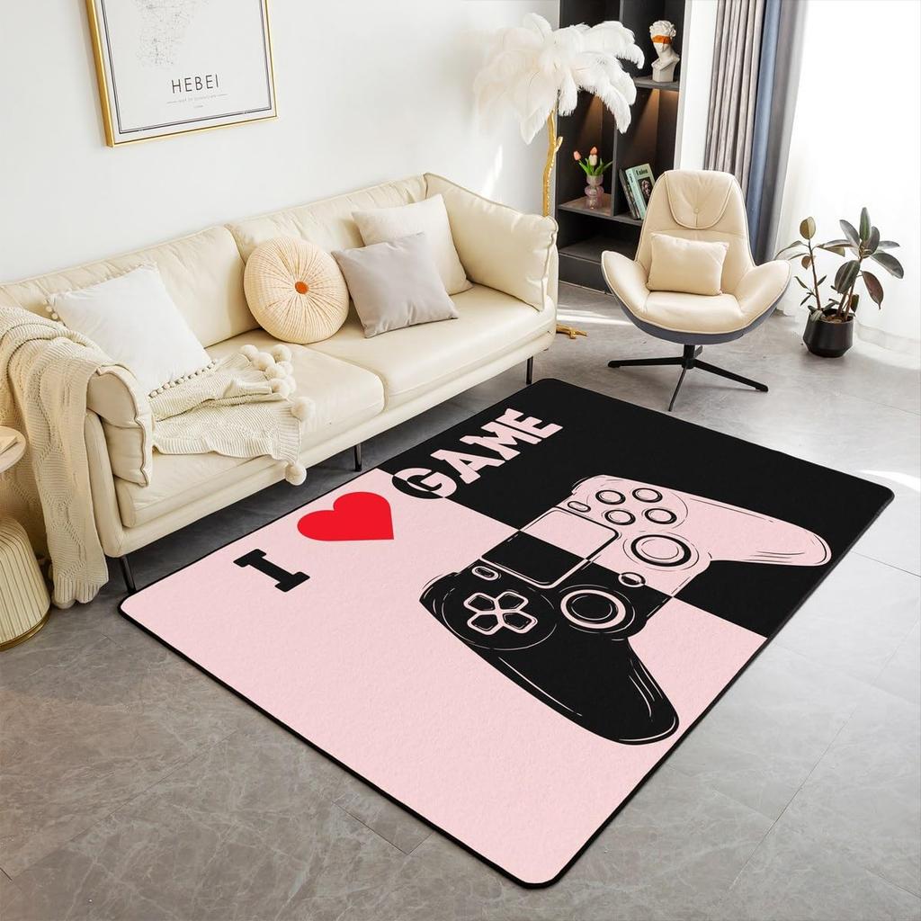 Skull Gamer Carpet Sugar Skull Games Area Rug for Living Room Bedroom Non Slip Juvenile Hand Skeleton Gamepad Gaming Floor Mat