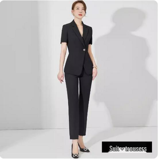 

Женский летний деловой костюм-блейзер в корейском стиле - Профессиональная, модная и легкая рабочая одежда. XL