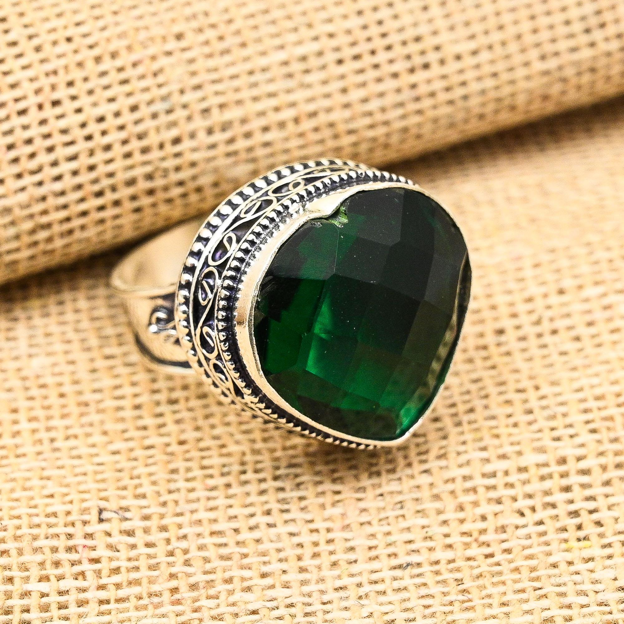 

Красивое ювелирное кольцо из стерлингового серебра 925 пробы в форме сердца с хром-диопсидом и драгоценным камнем ручной работы 12 зелёный