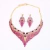 3Pcs Purple Necklace Earring Set Water Drop Shape Crystal Jewelry Set  Gifts