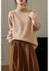 100% Pure Wool Women's High Neck Thick Raglan Sleeve Sweater - Loose Fit Base Layer Knitwear