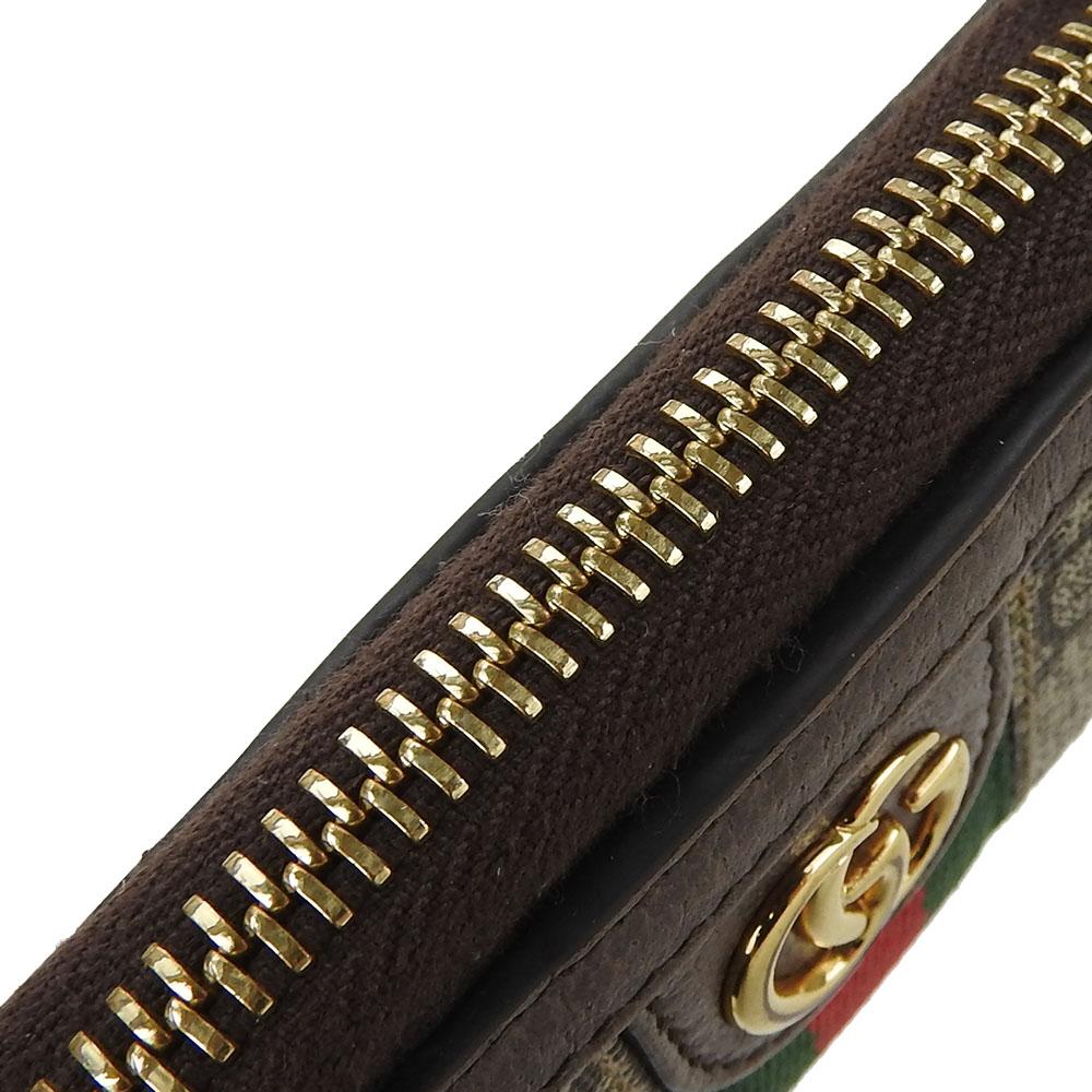 Gebrauchter GUCCI Schlüsselanhänger Off-Leder 523157 Sherry-Linie GG Supreme Canvas/Leder Beige Braunes Band