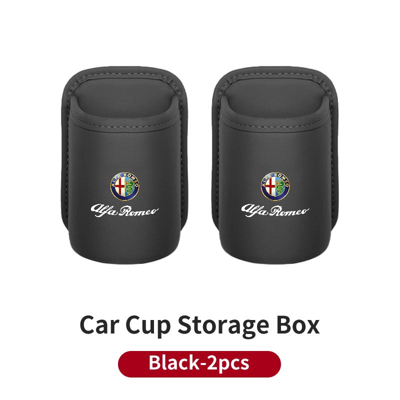 Leather Car Door Cup Holder Auto Seat Drink Rack Storage Bin For Alfa Romeo 159 Giulietta Giulia 147 Mito 166 GT Stelvio F1