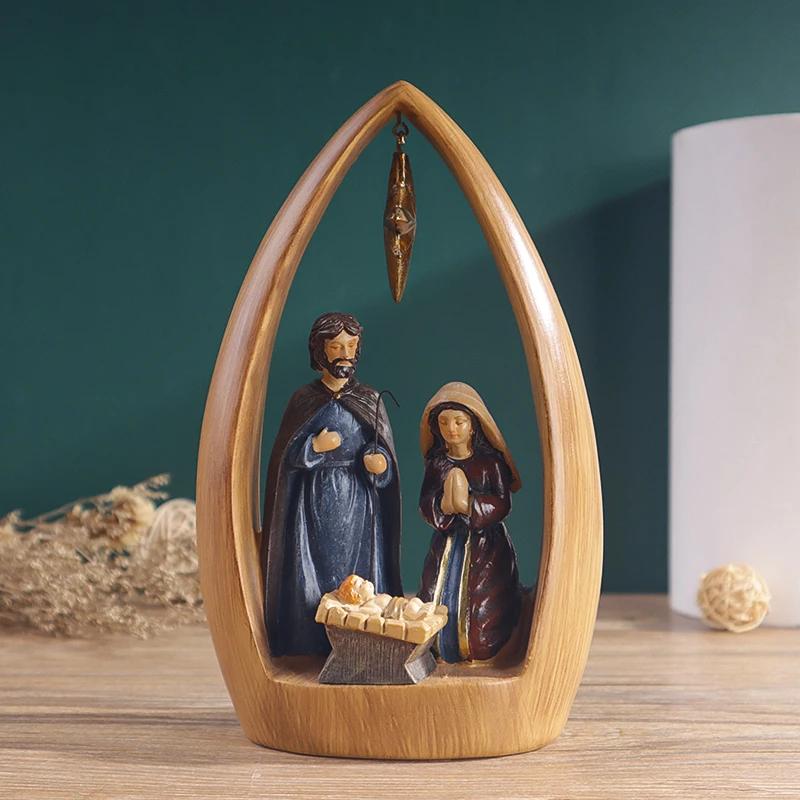 

Nativity Scene Resin Sculpture, Religious Art Collectible, Home Bedroom Living Room Entryway Shelf Desk Decor Christmas Gift