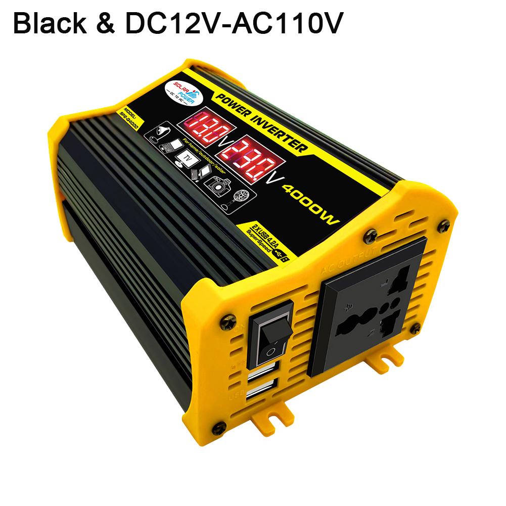 4000W LED Display Adaptor convertizor invertor de putere pentru mașină 12V la 220V / 110V Transformator de tensiune USB dublu AC pentru mașină cu undă sinusoidală modificată