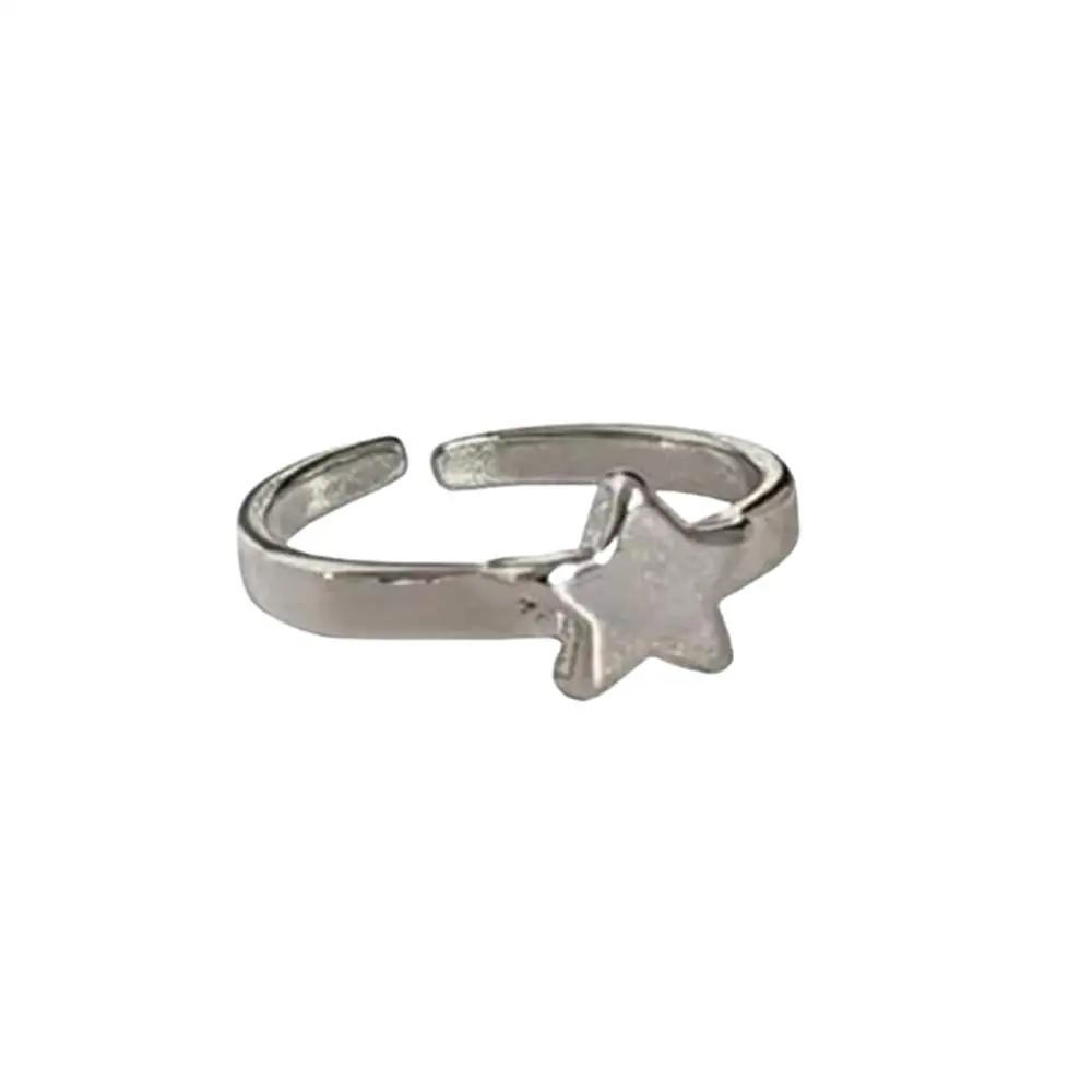 Y2K Wings Star Wings Set Korean Angel Wings Five-Pointed Star Design Open Ring For Women Men Punk Gothic Ring Adjustable Rings