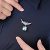High Jewelry Design Exquisite Luxury Aquamarine Brooch Pendant Two Wear, Slightly Inlaid With Diamond Bird Necklace Women
