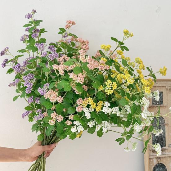 Artificial Flower Branch Realistic Stem And Green Fake Flower with Leaves for Floral