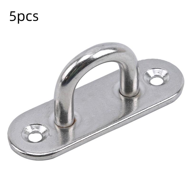 1/5pcs Hooks Eye Plate Heavy Oblong Duty Steel Stainless Pad Mount Wall U Boat Ceiling Hanger Ring Garage Hammock D Design Shape