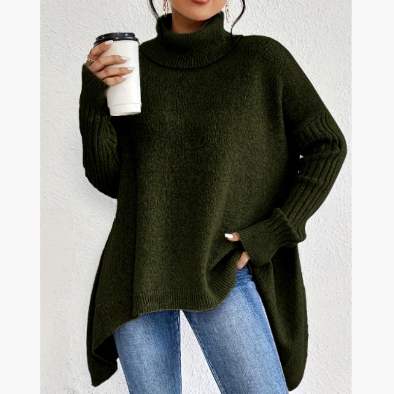 Neuer Damen-Casual-Pullover mit langen Ärmeln und hohem Kragen für Herbst und Winter