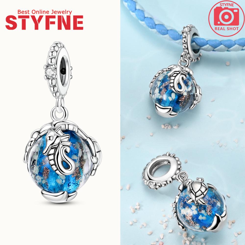 Silver 925 Colored Zircon Heart-shaped Pendant Beads Charm Fit Bracelet Jewelry Making Fine Gift for Women