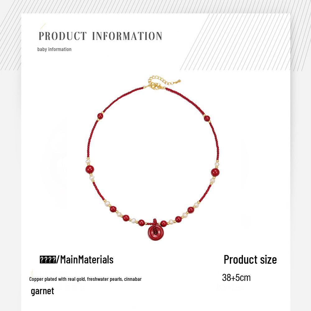 New Chinese Style Natural Stone & Freshwater Pearl Bracelet with Cinnabar Peace Buckle and Red Rope.