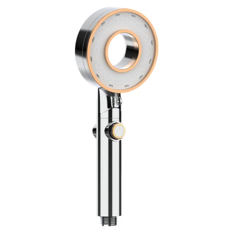 High Pressurized Head 3-mode Adjustable Spray Rain Faucet One-Key Stop Water-saving Shower Mixer Bathroom Accessories серебряный