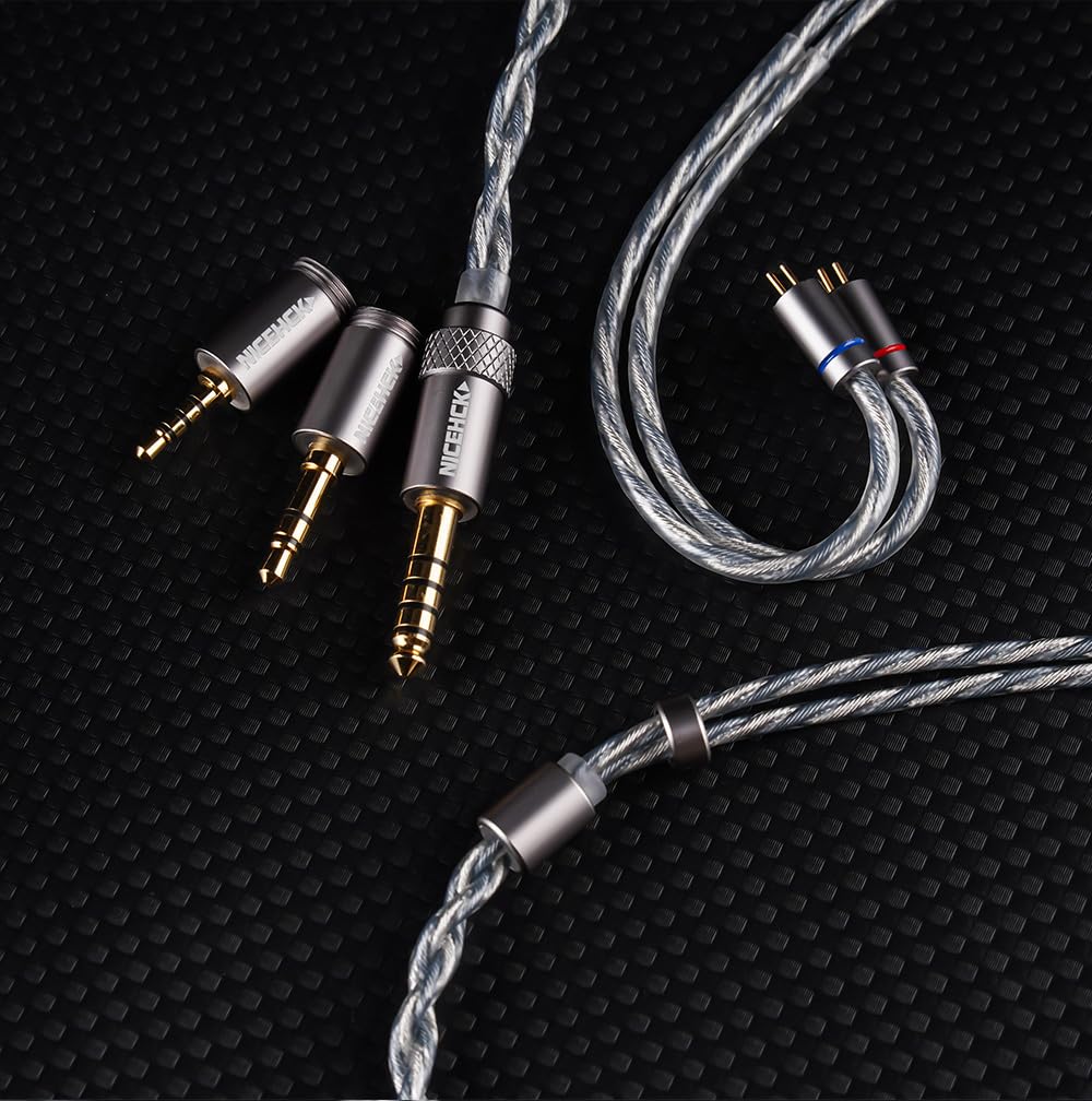 NICEHCK BlueLuna Earphone OFC Interchangeable HiFi Himalaya Included Replacement Metal DIY Interchangeable Cable, Silver-Plated Oxygen-Free Copper,