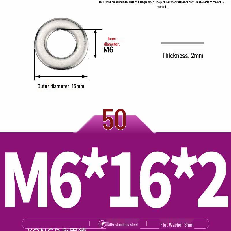 304 Stainless Steel Thickened Flat Washer / Ultra-thin Metal Gasket, Sizes M1.6-M10