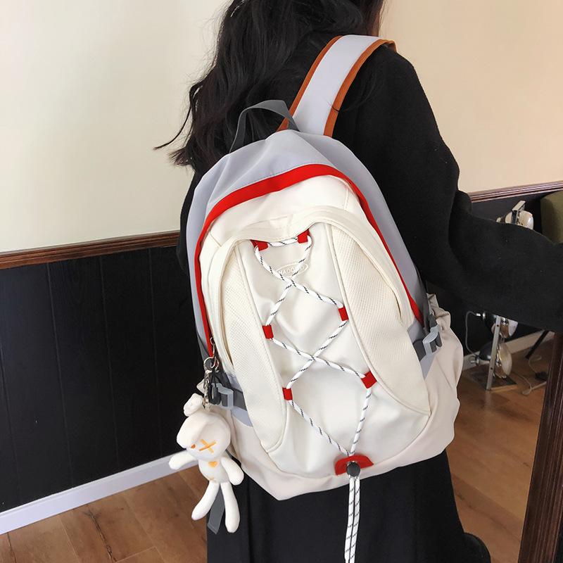 Schoolbag1011 New Korean Dopamine Backpack Female Neutral Large Capacity Drawstring Harajufeng Junior High School Student Schoolbag