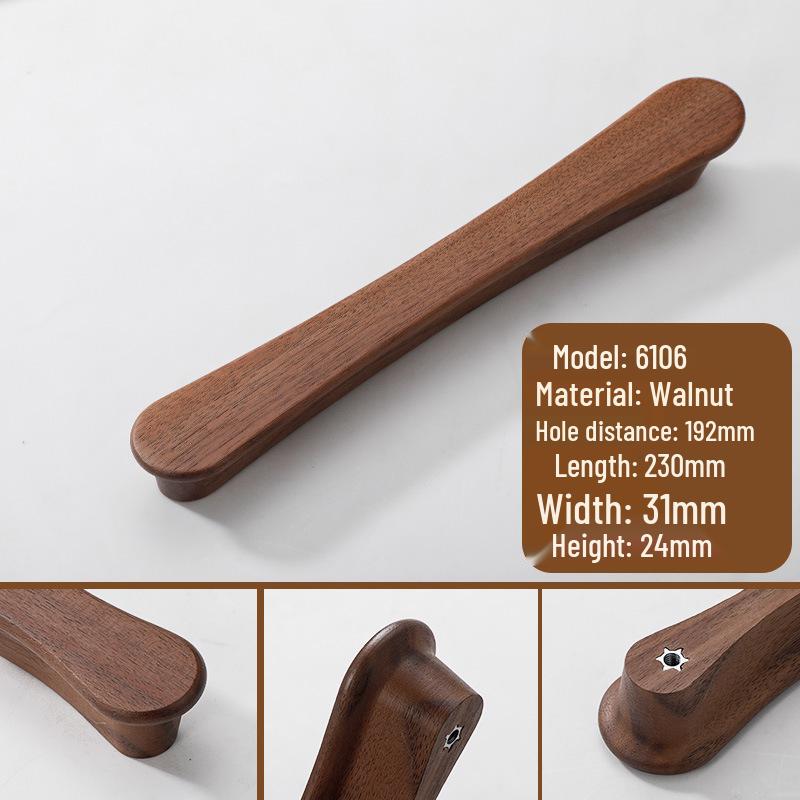 Japanese Minimalist Walnut Handle Solid Wood Cabinet and Wardrobe Drawer Handle