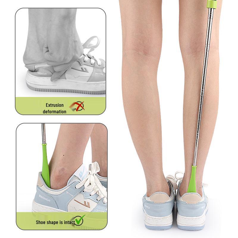 Adjustable Stainless Steel Shoehorn: Extendable, Hangable, and Easy-to-Use for Pregnant Women and Seniors.