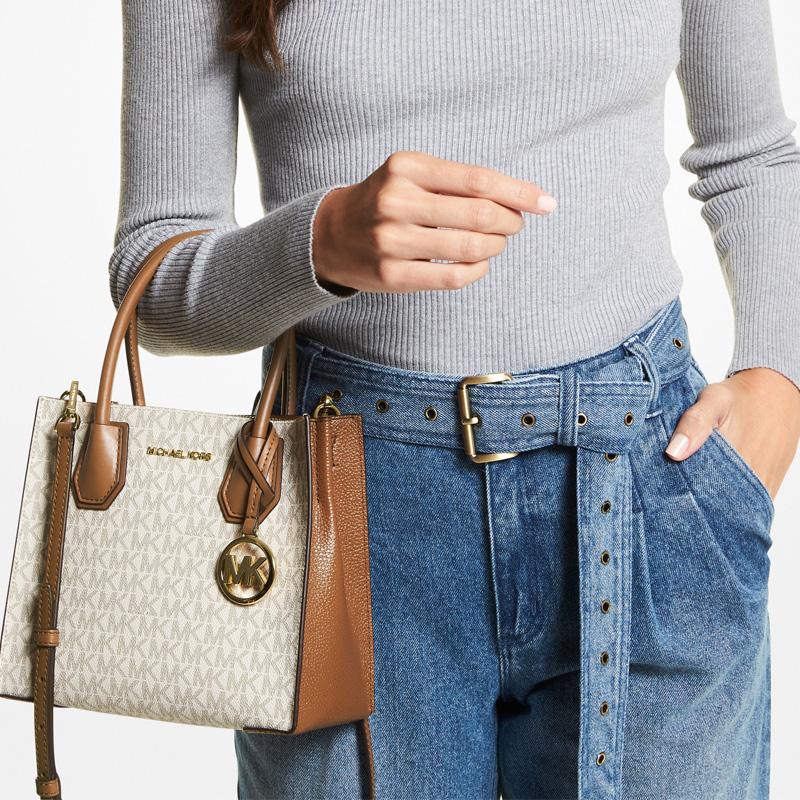 Michael Kors Mk Mercer Classic Vintage Floral Accordion Shoulder Bag Women Shoulder Bag Vanilla 35S1GM9M2B-150