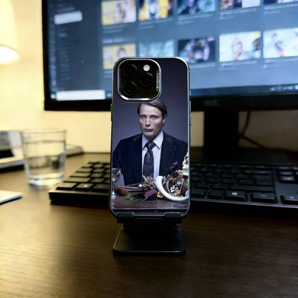 

H-Hannibal Lecter Phone Case For iPhone 17,16,15,14,13,12,11 Plus,Pro Max,XS,Colored Silver Plated Inside Cover iPhone17Air