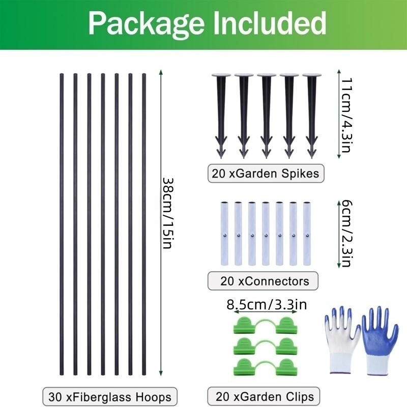 Greenhouse Hoops Kit for DIY Raised Beds with Clips Garden Grow Hoop for Netting