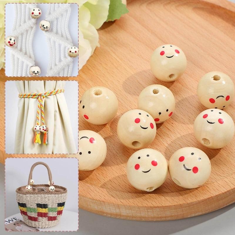 10 Pack Handcrafted Beads Wood Loose Beads Natural Wood Beads Wood Material Beading Supply Perfect for DIY Crafts Gifts