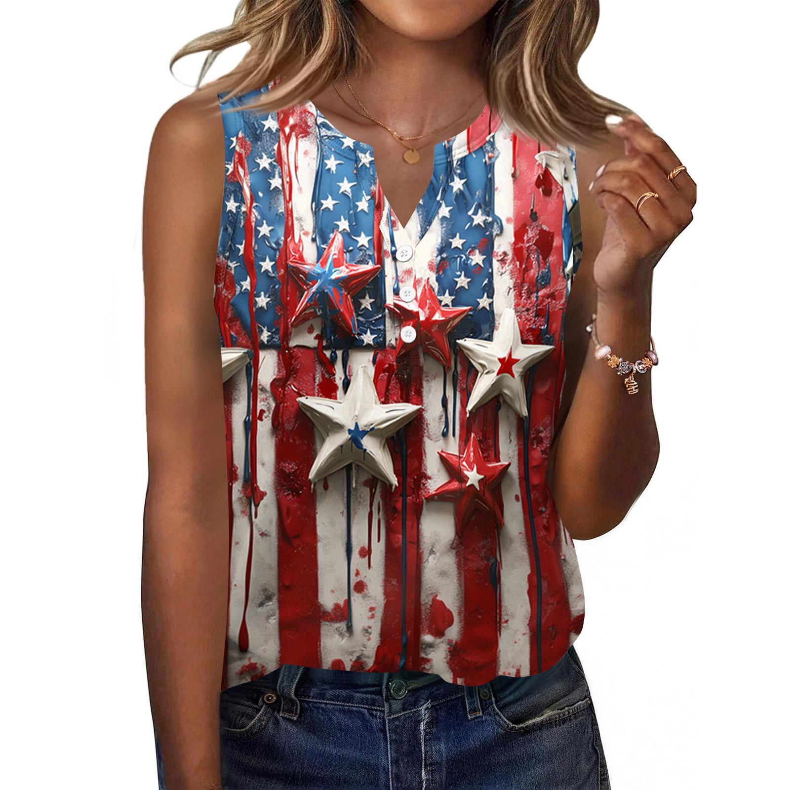 Short Sleeve Blouses for Women Flag Print Button Front Casual Women s Short Sleeve Tops Summer Loose Fit Womens Short Sleeve Blouses S
