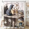 Whimsical Alice In Wonderland-Themed Shower Curtain With Vintage Illustrations For Bathroom Decor – Blue Mushroom Design