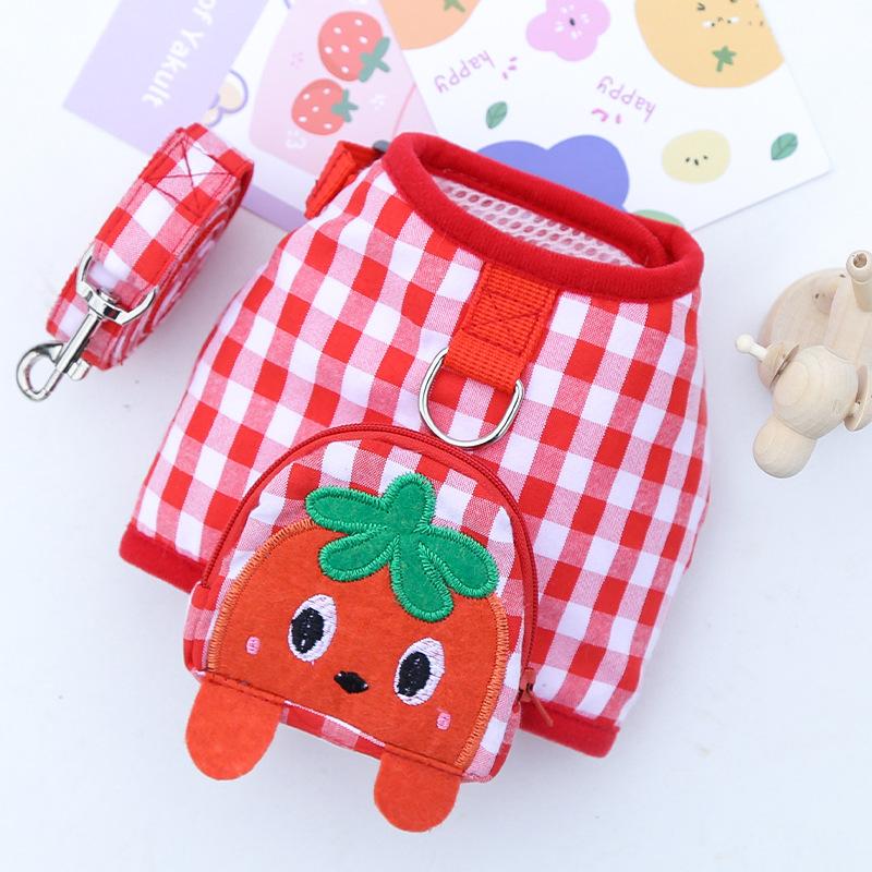 Pet dog dog cat chest strap leash walking dog going out supplies teddy bear French fight pug clothes