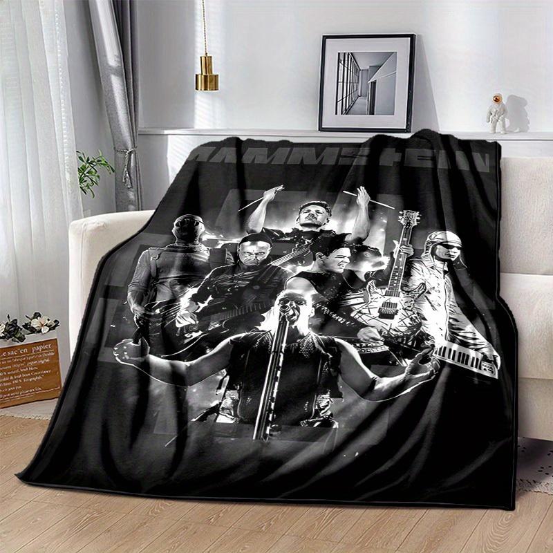 1pc Rammstein-Inspired Home Decor: Cozy Flannel Blanket, Perfect Gift for Bedroom, Living Room, Travel, Camping, Car, Beach, Office Naps, Ideal Sofa T